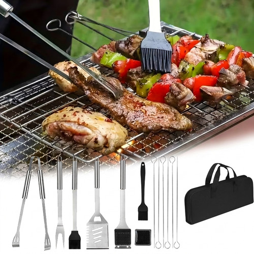 Bbq tool set stainless steel - bbq,