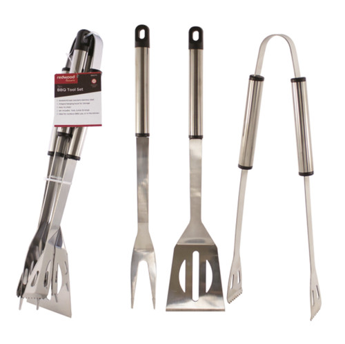 3pc bbq tool set stainless - bbq,