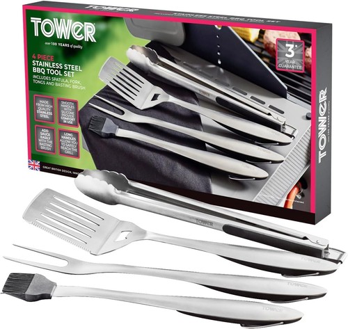 Tower t932002 4pc bbq tool - bbq,