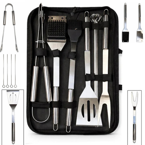 Bbq tool set stainless steel - set,