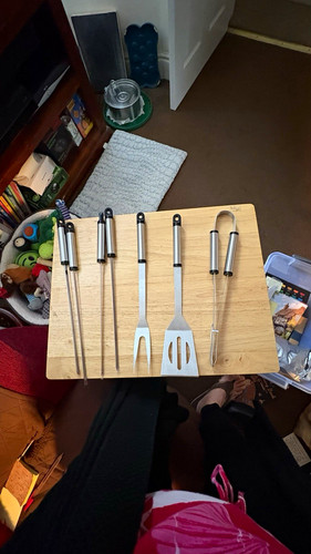 5pc stainless steel bbq tool - steel,